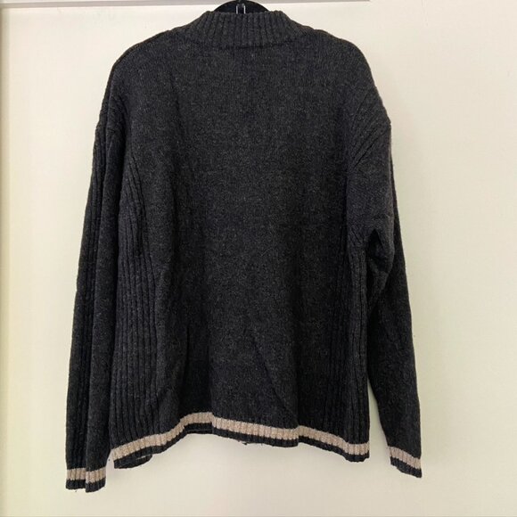 Woolrich Chunky Knit Sweater Men's XL Lambswool Full Zip Charcoal Gray Winter - Picture 6 of 12